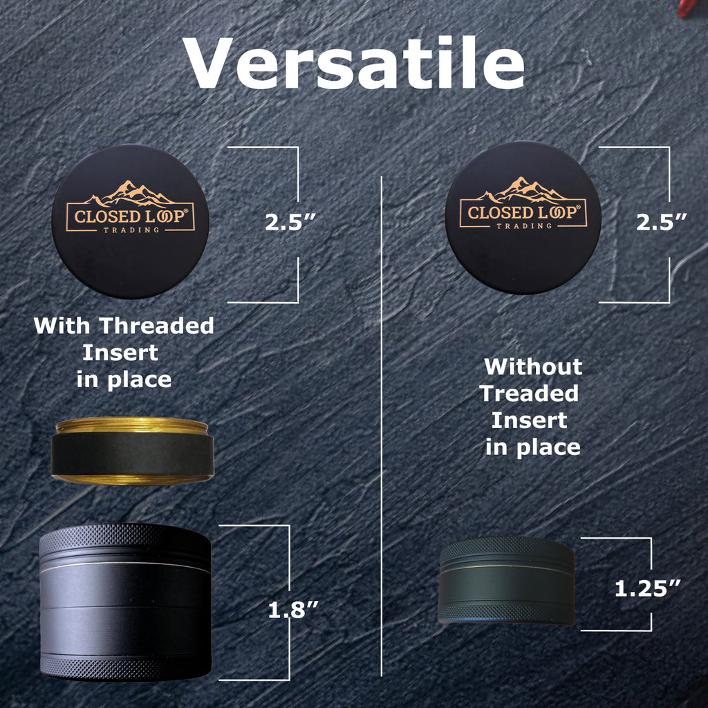 Aluminum Herb & Spice Grinder – 2.5" Matte Grip, Manual Mill, Food-Grade Aluminum | Closed Loop Trading