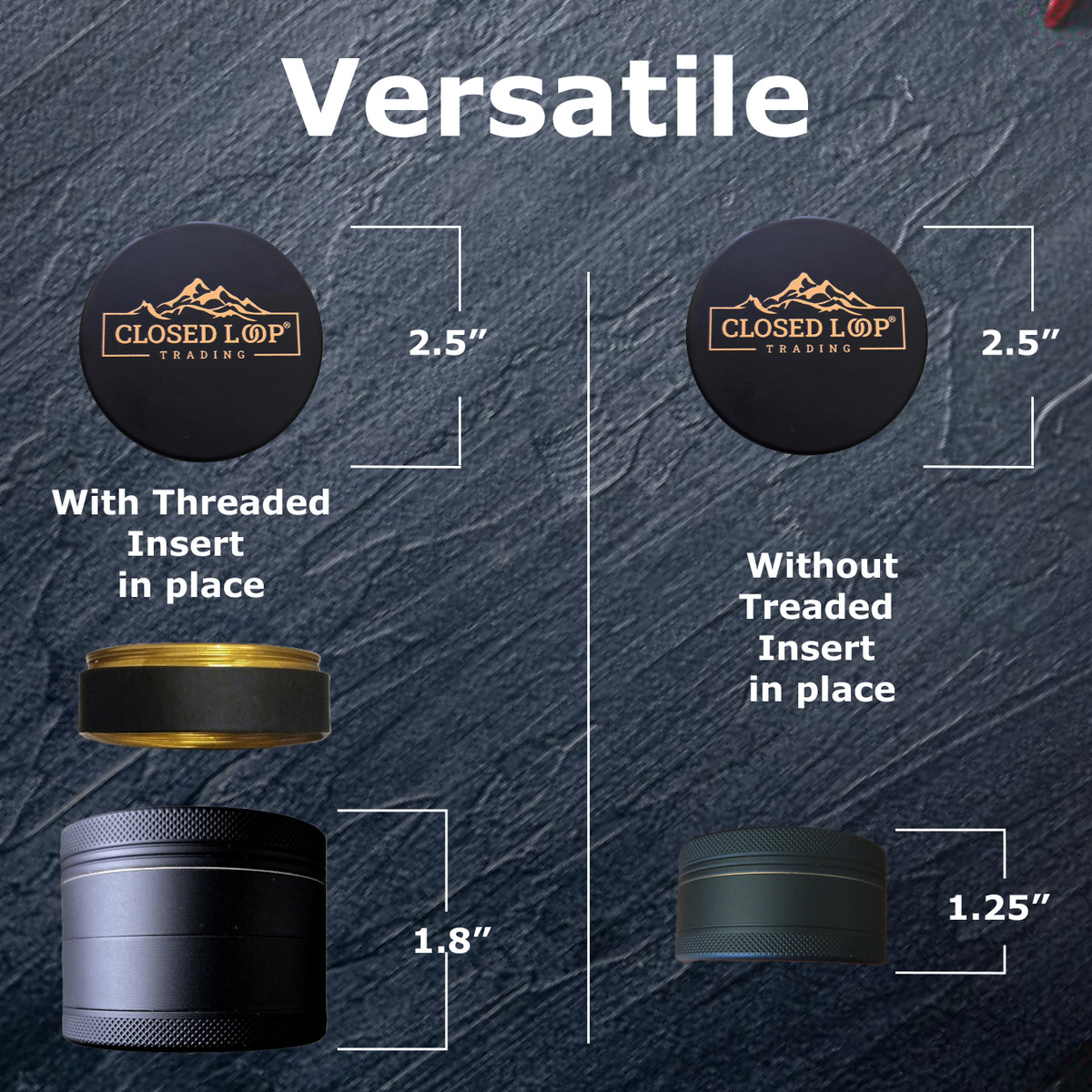 Aluminum Herb & Spice Grinder – 2.5" Matte Grip, Manual Mill, Food-Grade Aluminum | Closed Loop Trading